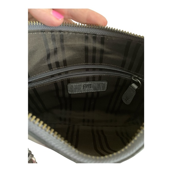 Frye Melissa Zip Crossbody Bag | Elegant Grey Leather | Classic Style - Picture 6 of 6